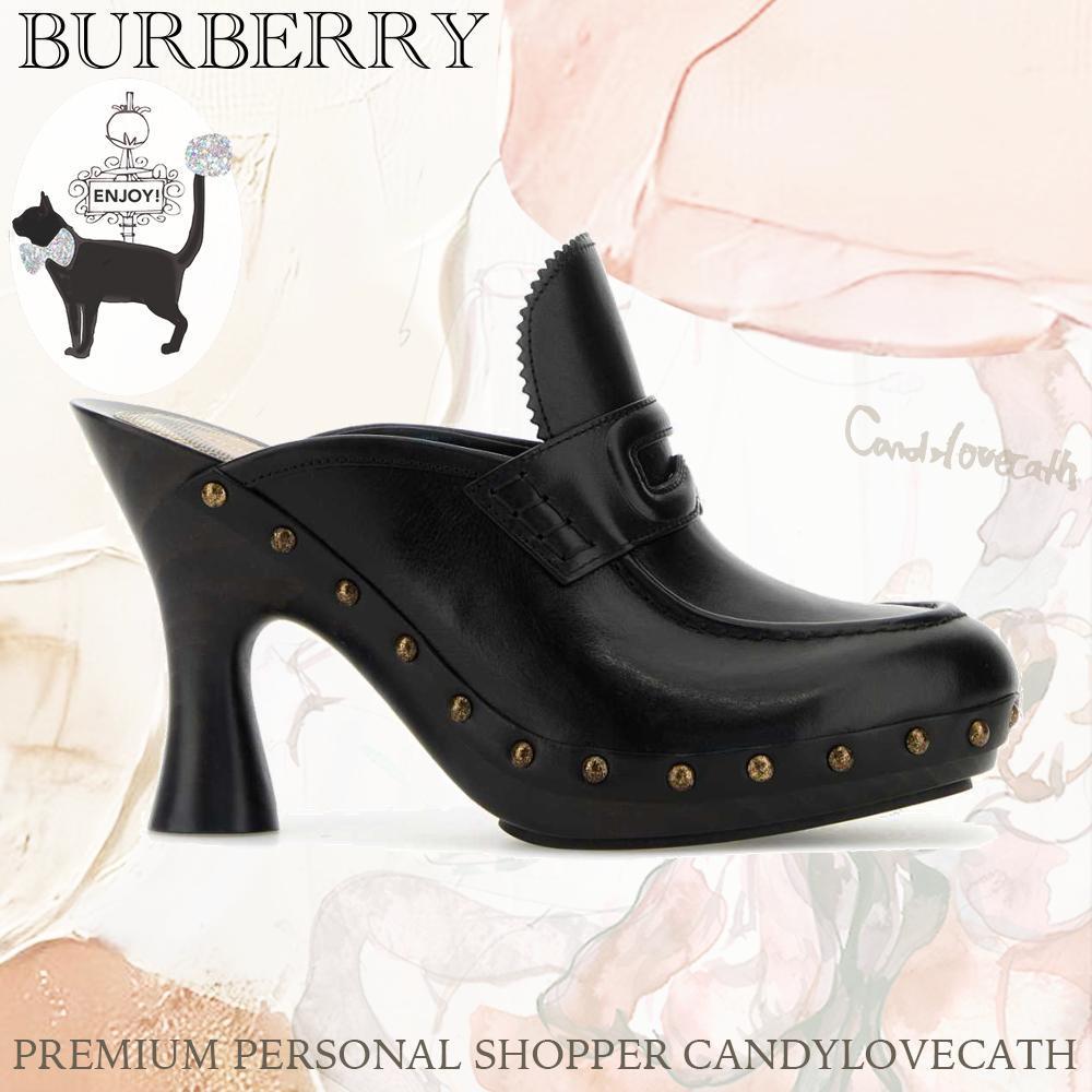 サンダル・ミュール BURBERRY Black Leather Mules