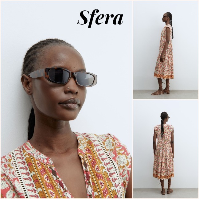 スペイン★Sfera★気分晴れやか モダンプリント映えお洒落ワンピ