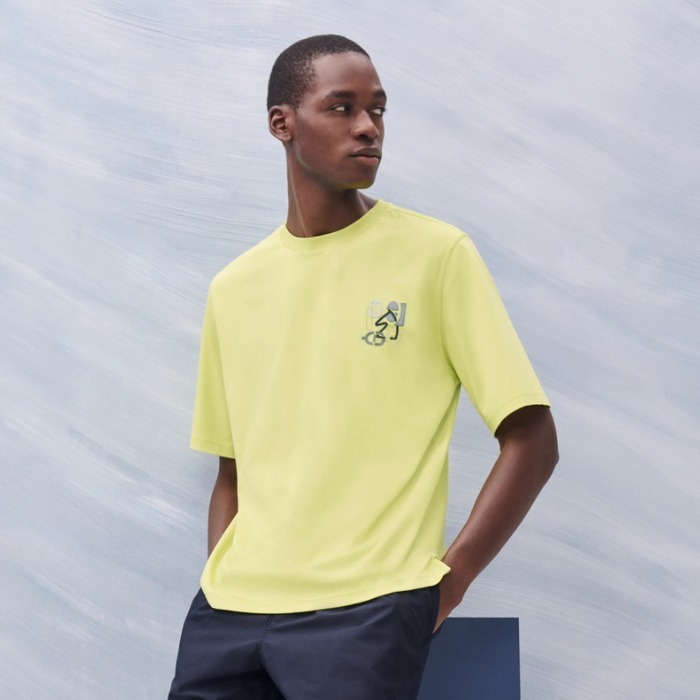 《25SS 最新作♪》HERMES レザーディテール「H Puzzle」Tシャツ