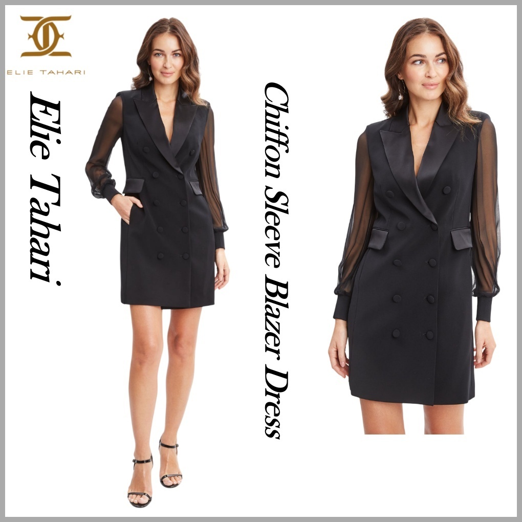 ◆ELIE TAHARI シフォン 袖 ブレザー ワンピース