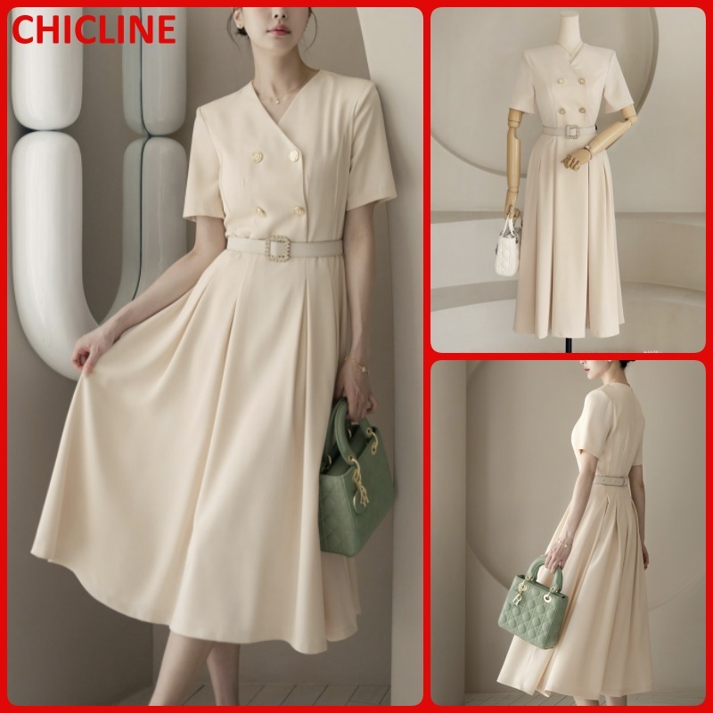 結婚式/オフィス★CHICLINE★キュービックベルトワンピース