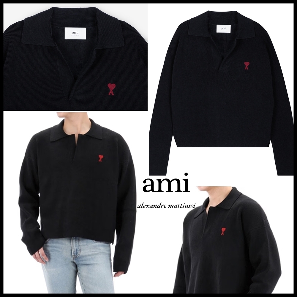 【AMI PARIS】 アミ パリス ハート ロゴ ポロ ニット セーター☆