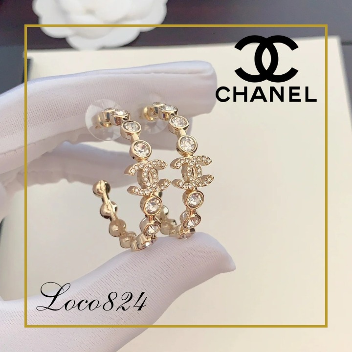 【華やかな耳元に♪】シャネル CHANEL フープ ピアス