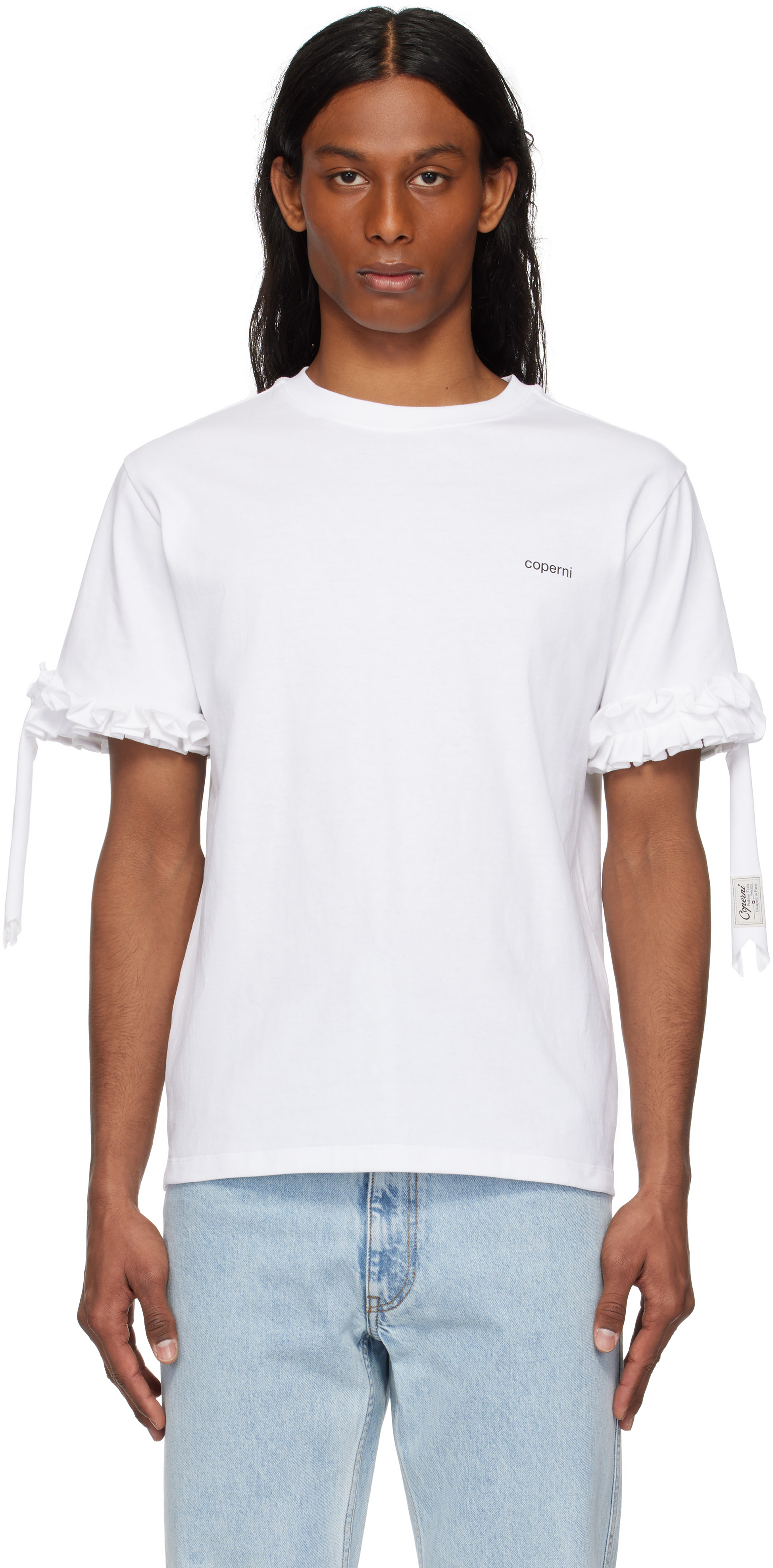 【関税込み】Coperni ホワイト フリル ロゴ ボクシー Tシャツ