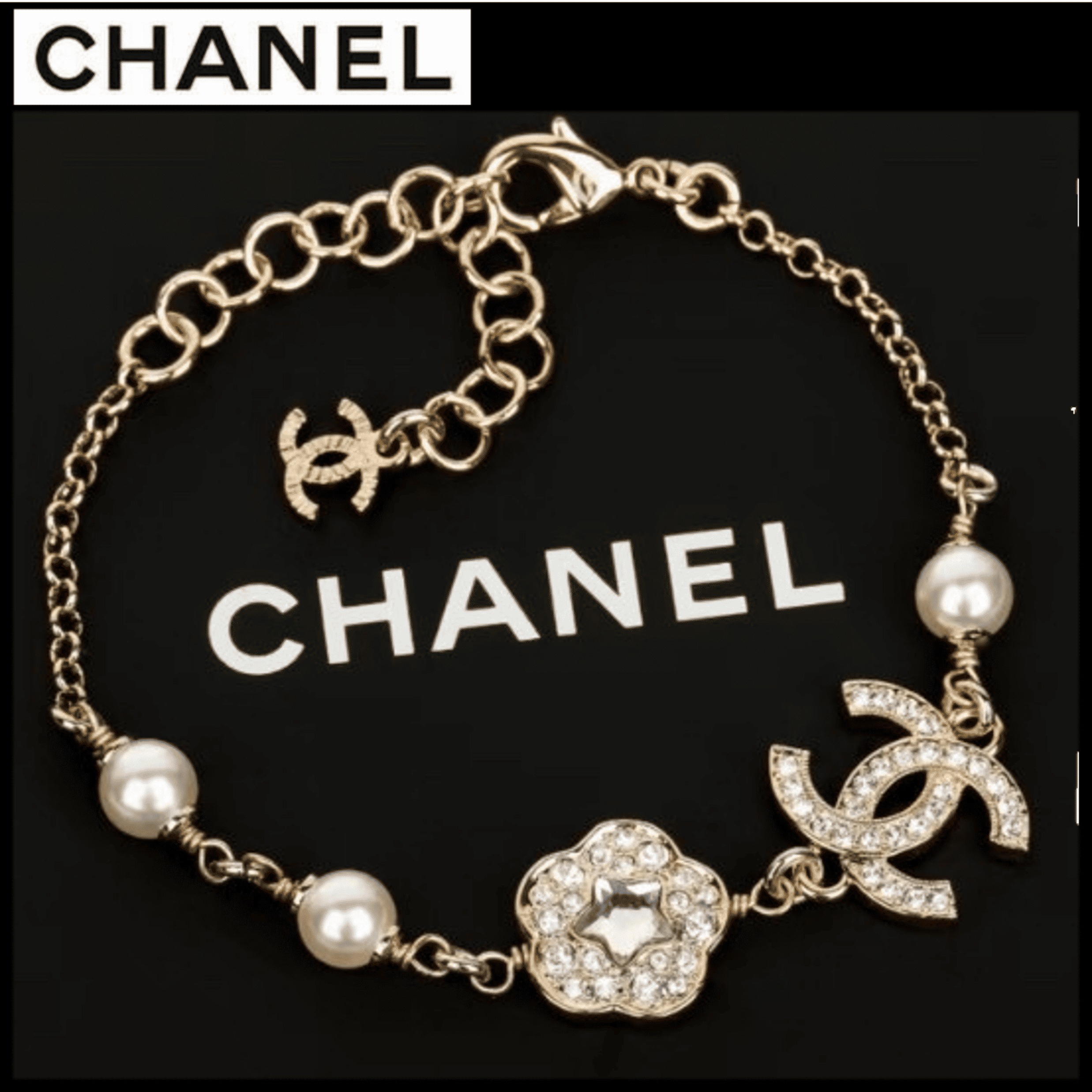 エレガントな可愛さ【CHANEL】CCロゴ カメリア ブレスレット