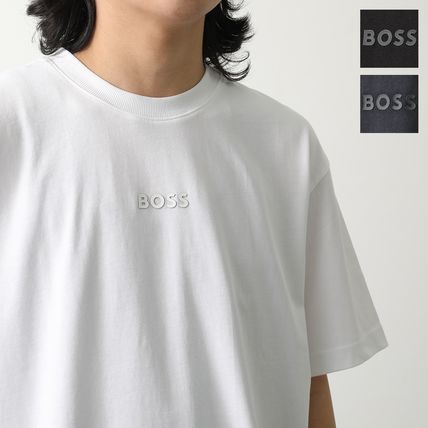 【関税込み】BOSS ネイビー リラックスフィット Tシャツ hug ネイビー(紺)系 Hugo Boss(ヒューゴボス) Tシャツ