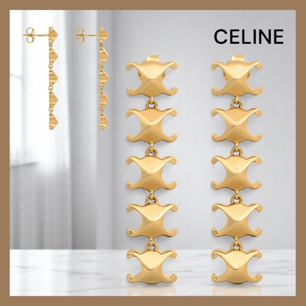 【CELINE 】セリーヌ トリオンフ スタッズ ロングイヤリング