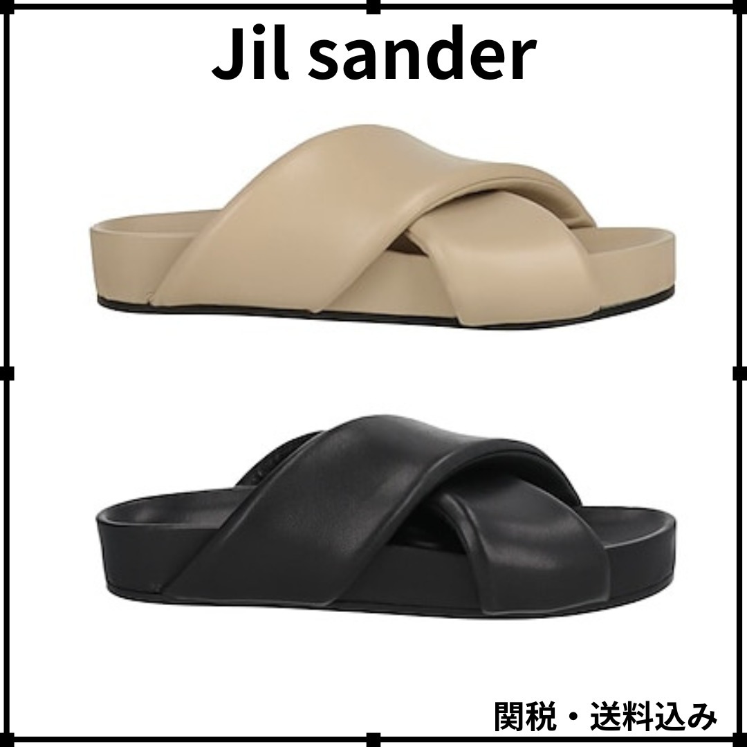 ＊Jil sander＊レザー ブラック 靴 スライドサンダル 関税送料込