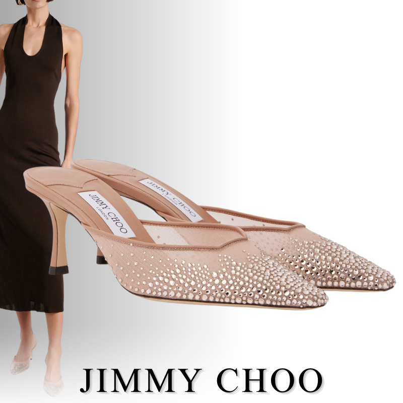 JIMMY CHOO ジミーチュウ Vivi 65 ミュール クリスタル付き