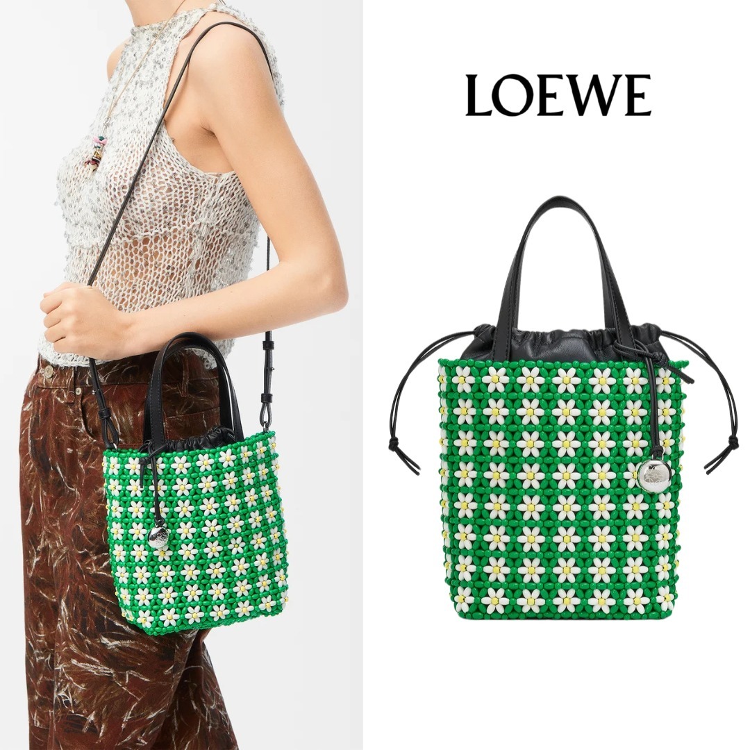LOEWE ビーズとラムスキンのミニトートバッグ