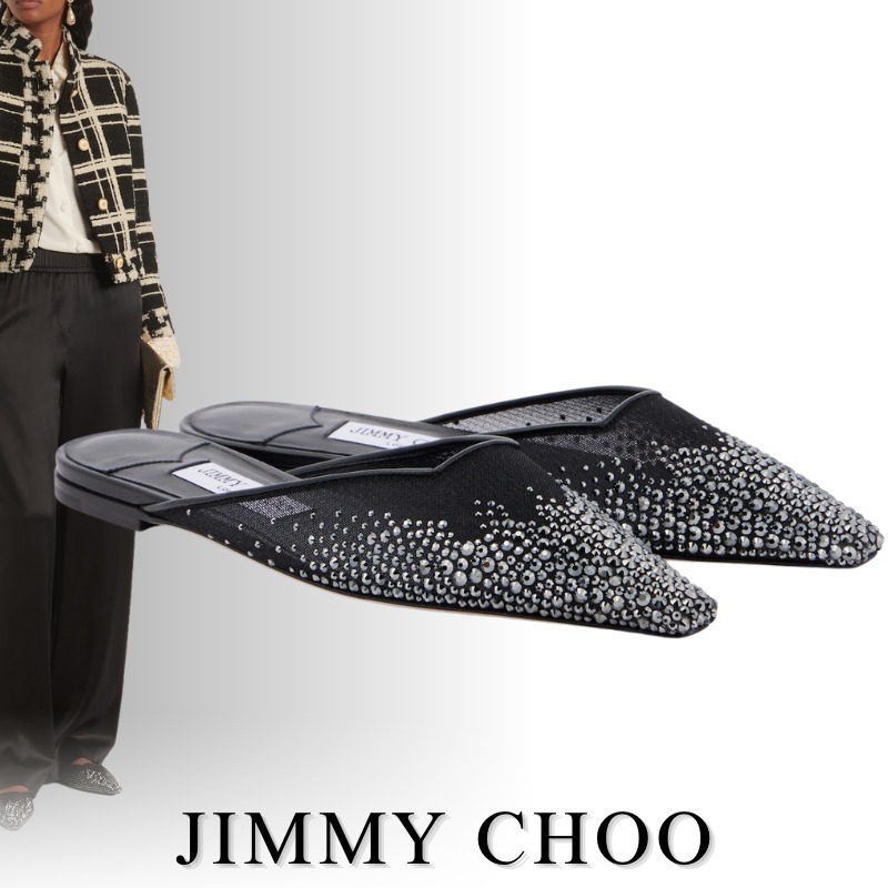 JIMMY CHOO ジミーチュウ Vivi フラットミュール クリスタル付き
