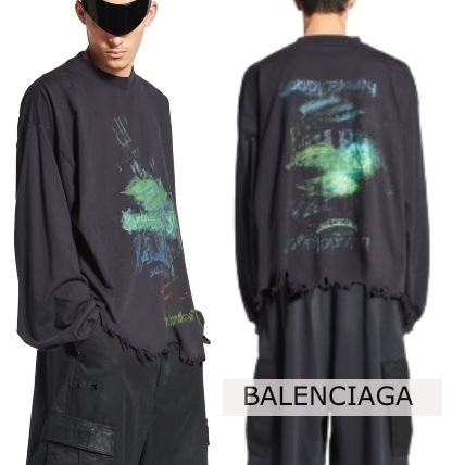 BALENCIAGA DIY IMPRINT クロップド ロゴ 長袖 コットン ロンT