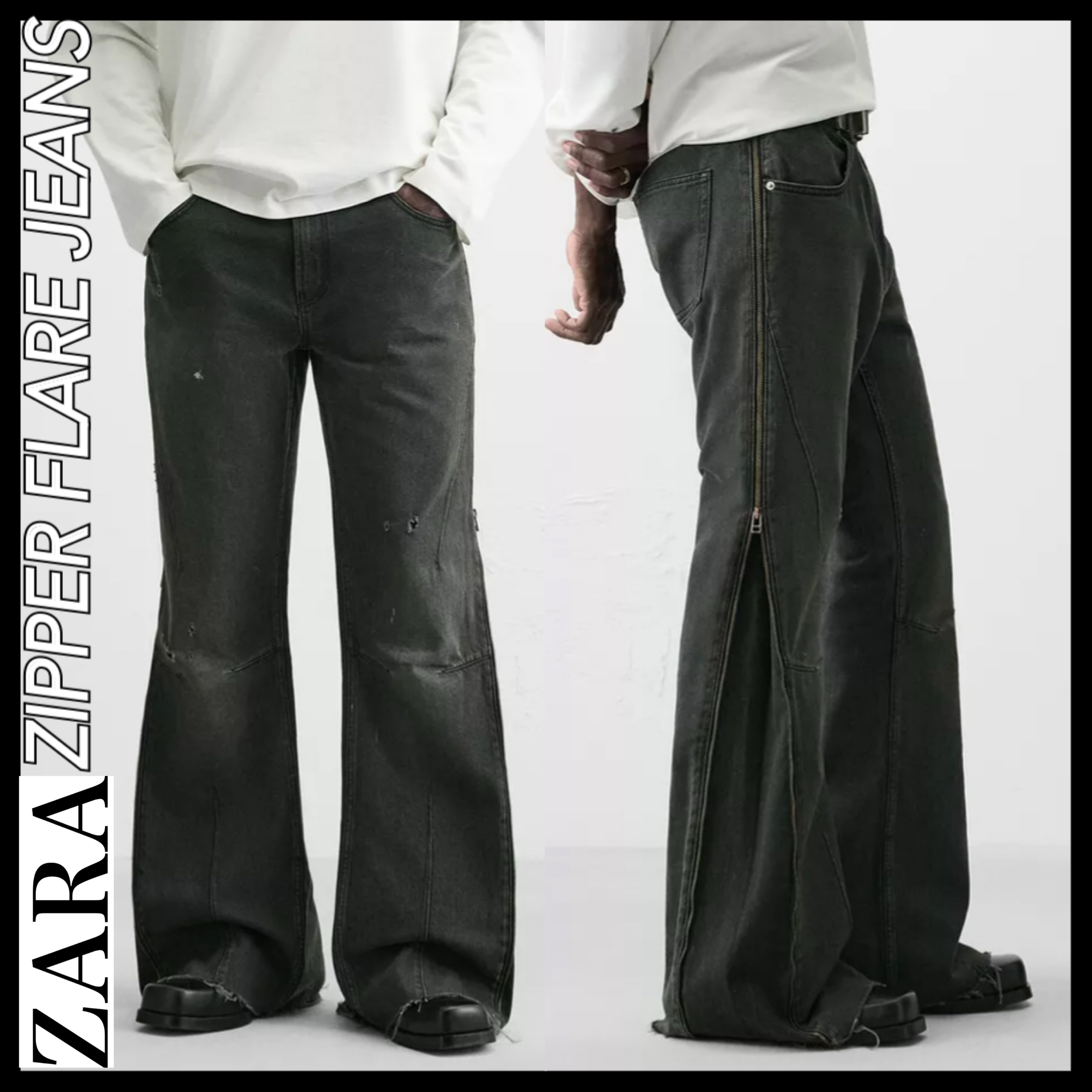 送関込み★ZARA/ザラ★ジッパー付 フレアジーンズ/デニムパンツ