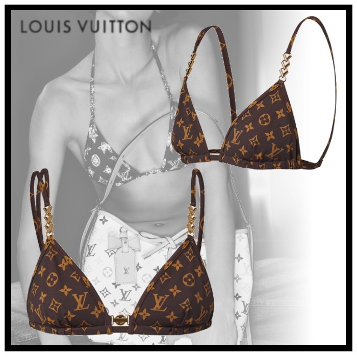 Louis Vuitton《モノグラム ビキニトップ》黒/ブラウン DHL 直営