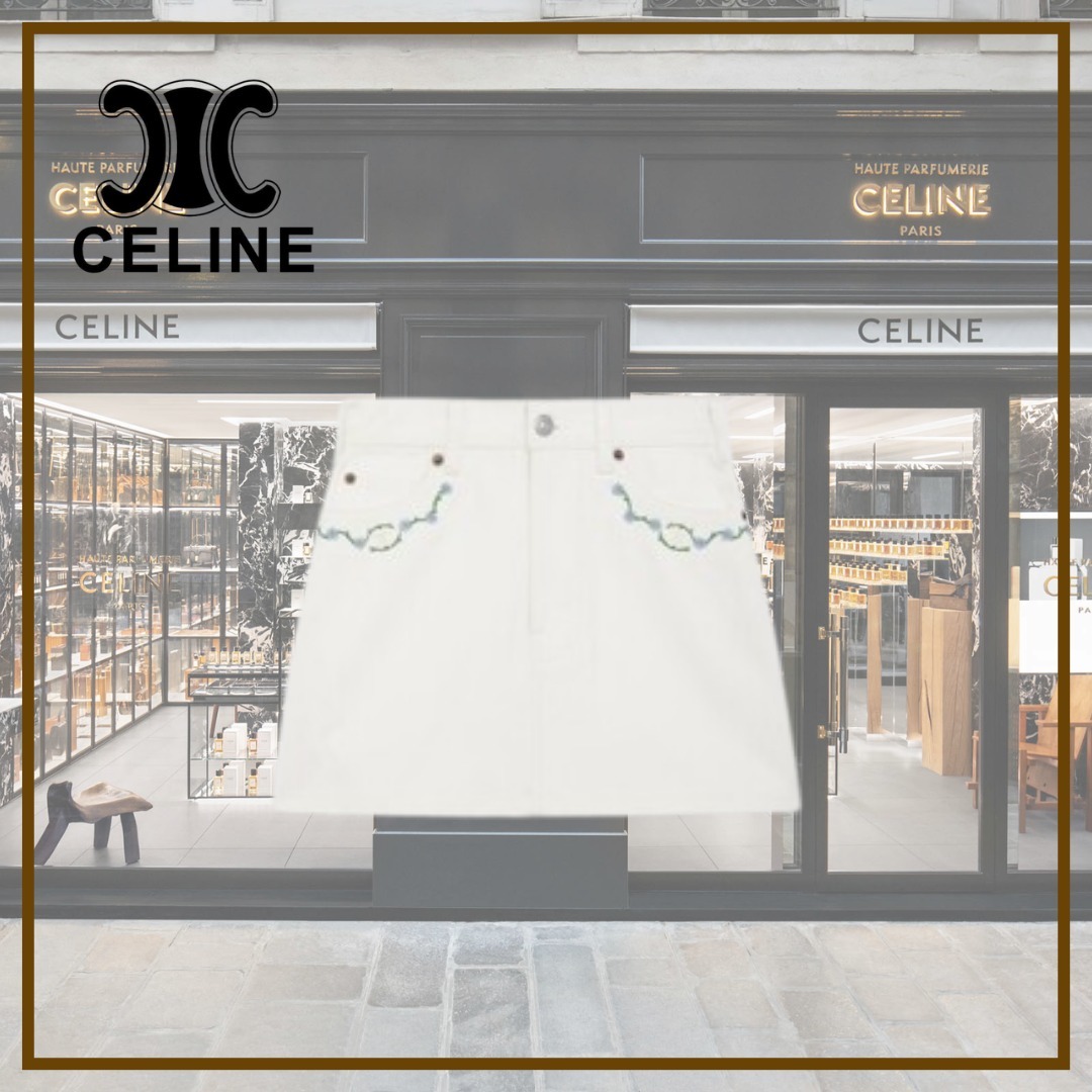 【CELINE】エンブロイダリー ミニスカート★デニム サイズ25