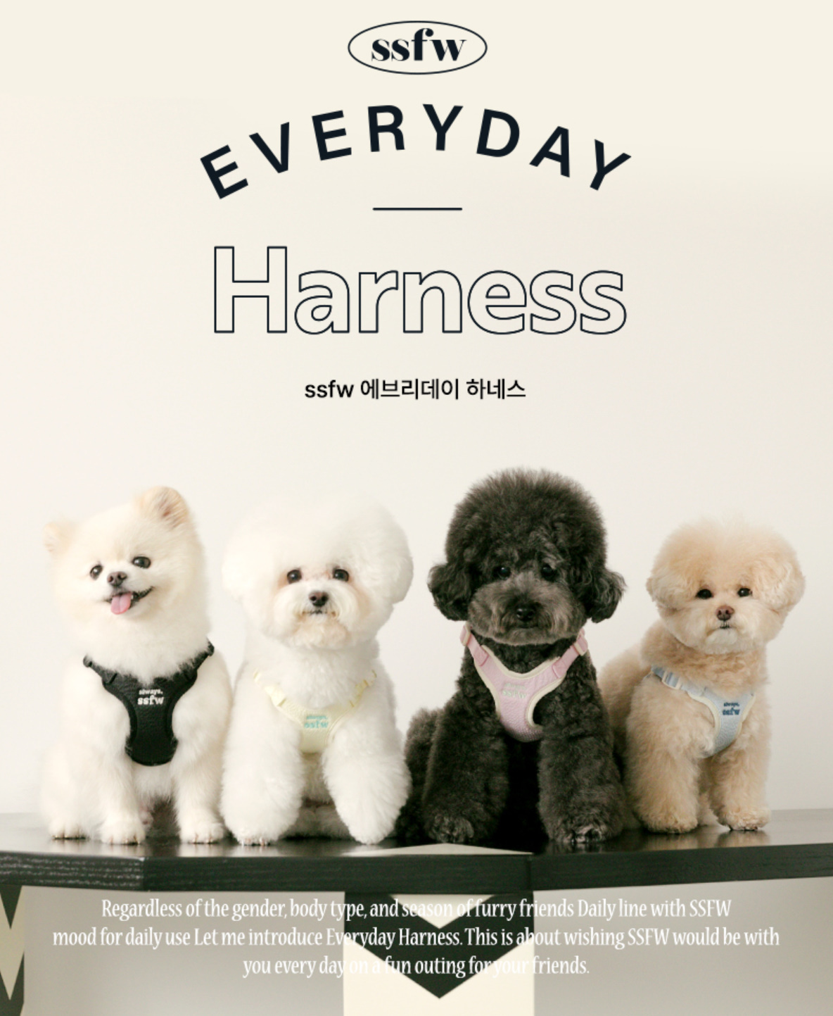 《韓国 SSFW》Everyday ハーネス ☆ 散歩用 首輪 4色 人気