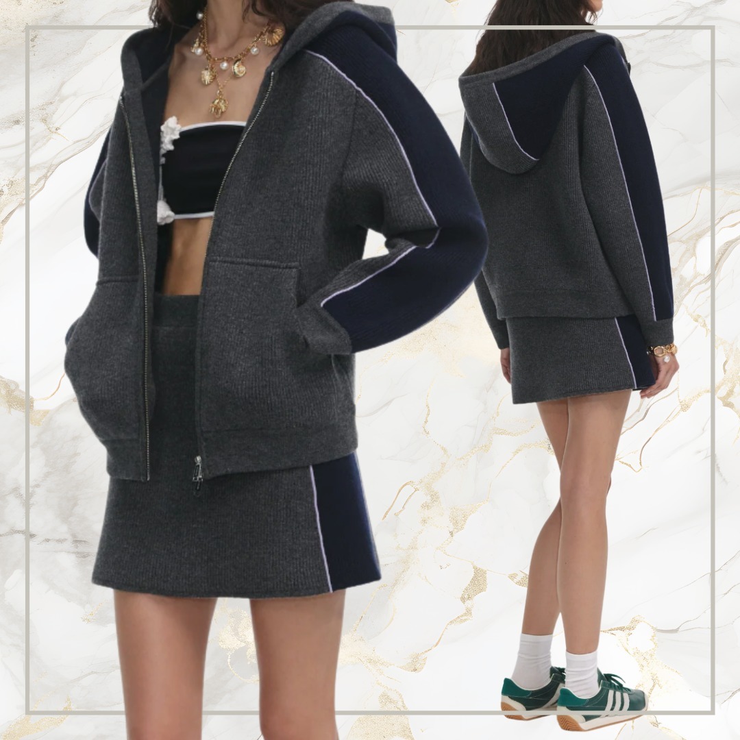 【完売必至】SELF PORTRAIT グレーリブニット ミニスカート