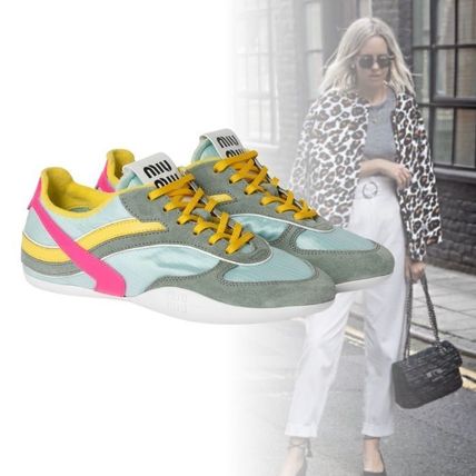 雑誌掲載【ミュウミュウ】スエード マルチカラー ロゴスニーカー MiuMiu ミュウミュウ New Balance スエード メッシュ スニーカー