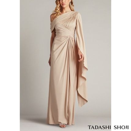 関税送料込【TADASHI SHOJI】ロング ドレス ホルター ベージュ ベージュ系 TADASHI SHOJI(タダシ ショウジ) パーティードレス