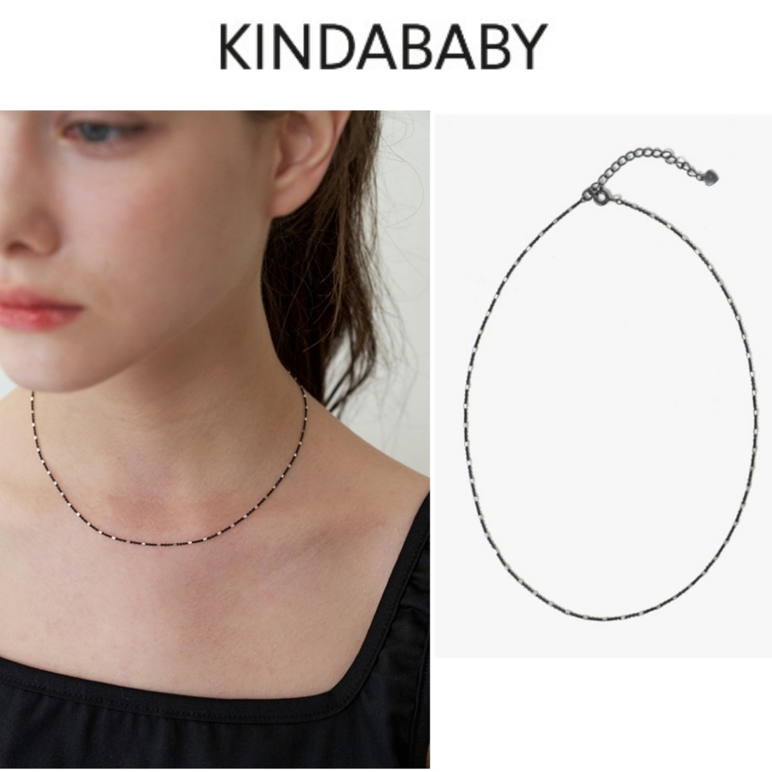 ネックレス・ペンダント [KINDABABY] [925silver] glitzy black chain necklace
