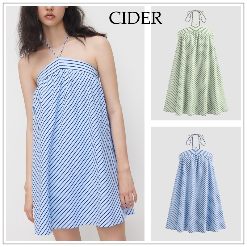 Cider◆ホルターネック ストライプ ミニ ワンピース【送料込み】