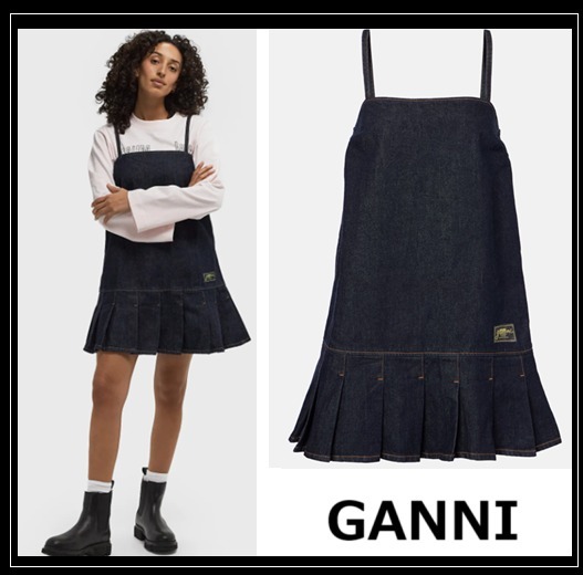 GANNI デニム ストラップ ミニドレス