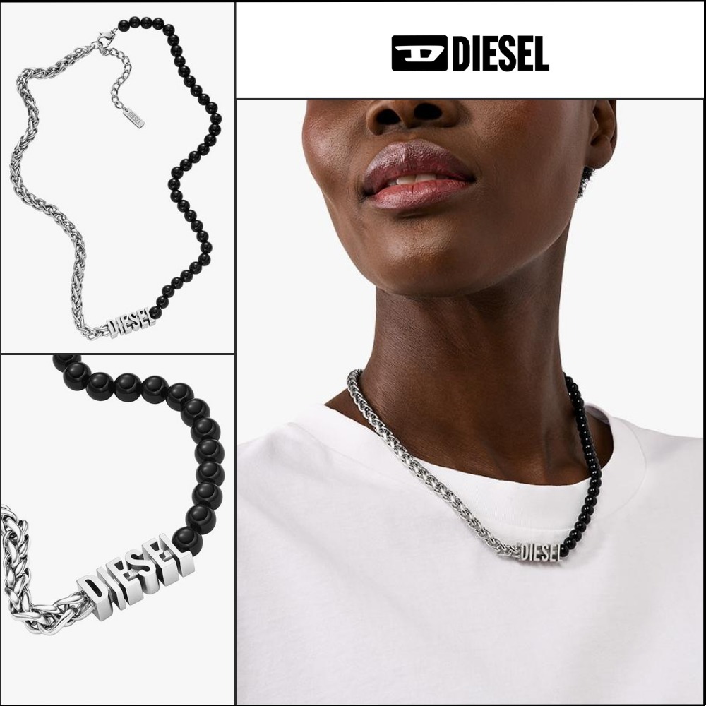 【DIESEL】D Logo Beads Necklace