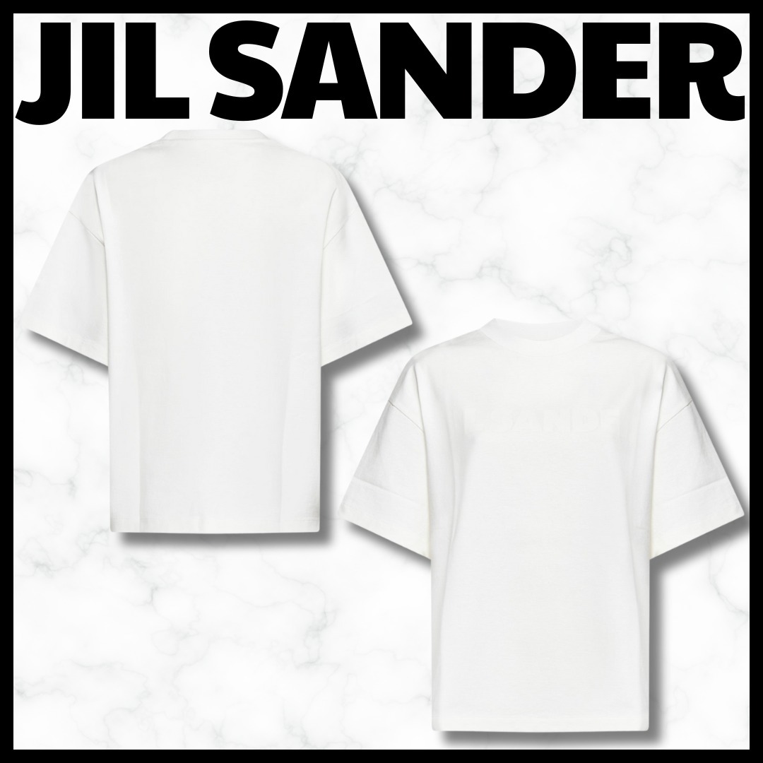 JIL SANDER アイボリー半袖ロゴTシャツオーバーサイズジャージー