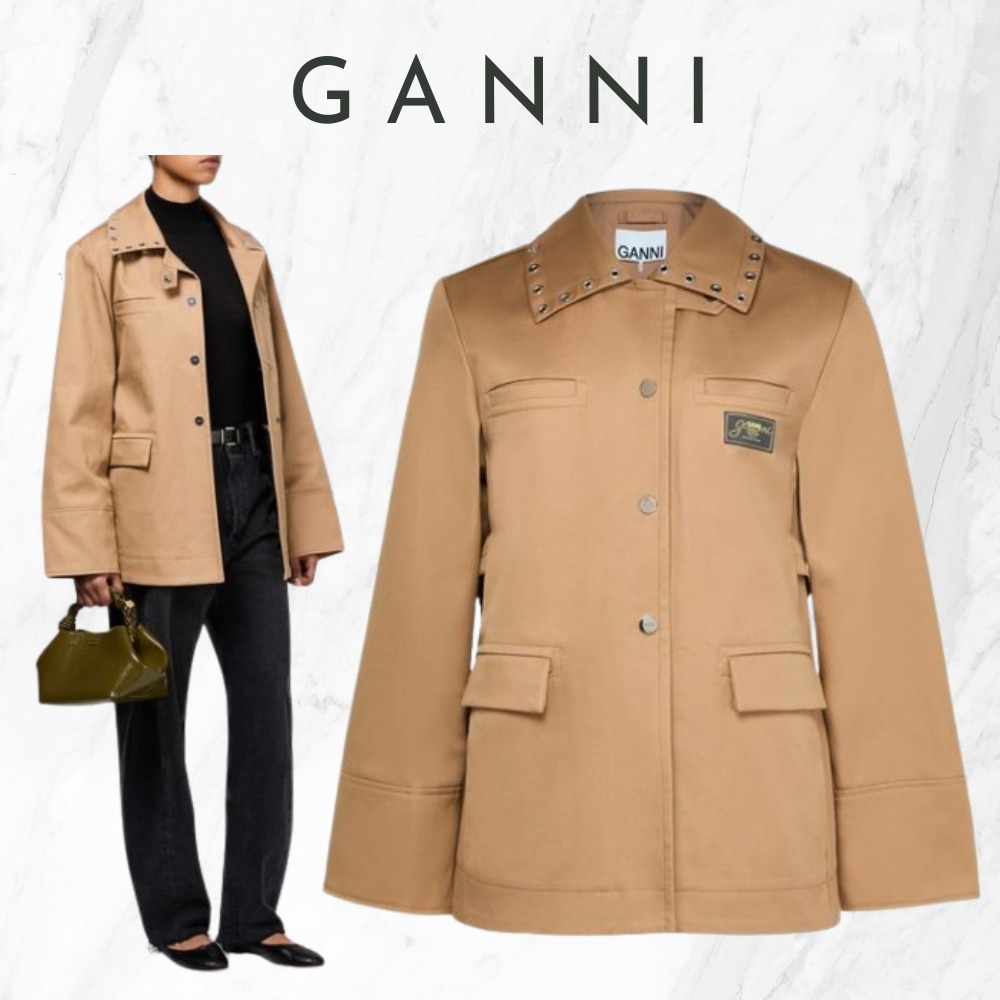 【Ganni】関税込★ベージュ ボンデッド コットン ジャケット