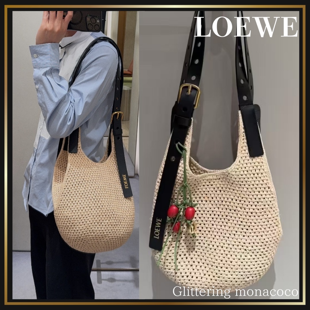 品格漂う*LOEWE*ラフィア カーフスキン トートバッグ