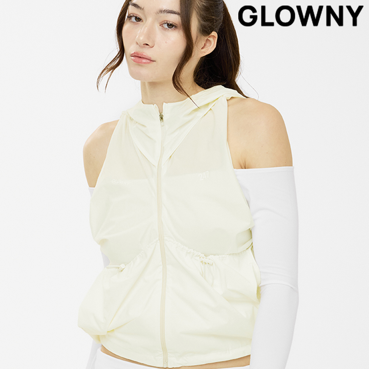 ★GLOWNY★BREEZE RUN TRACK VEST (IVORY)★正規品/韓国直送料込