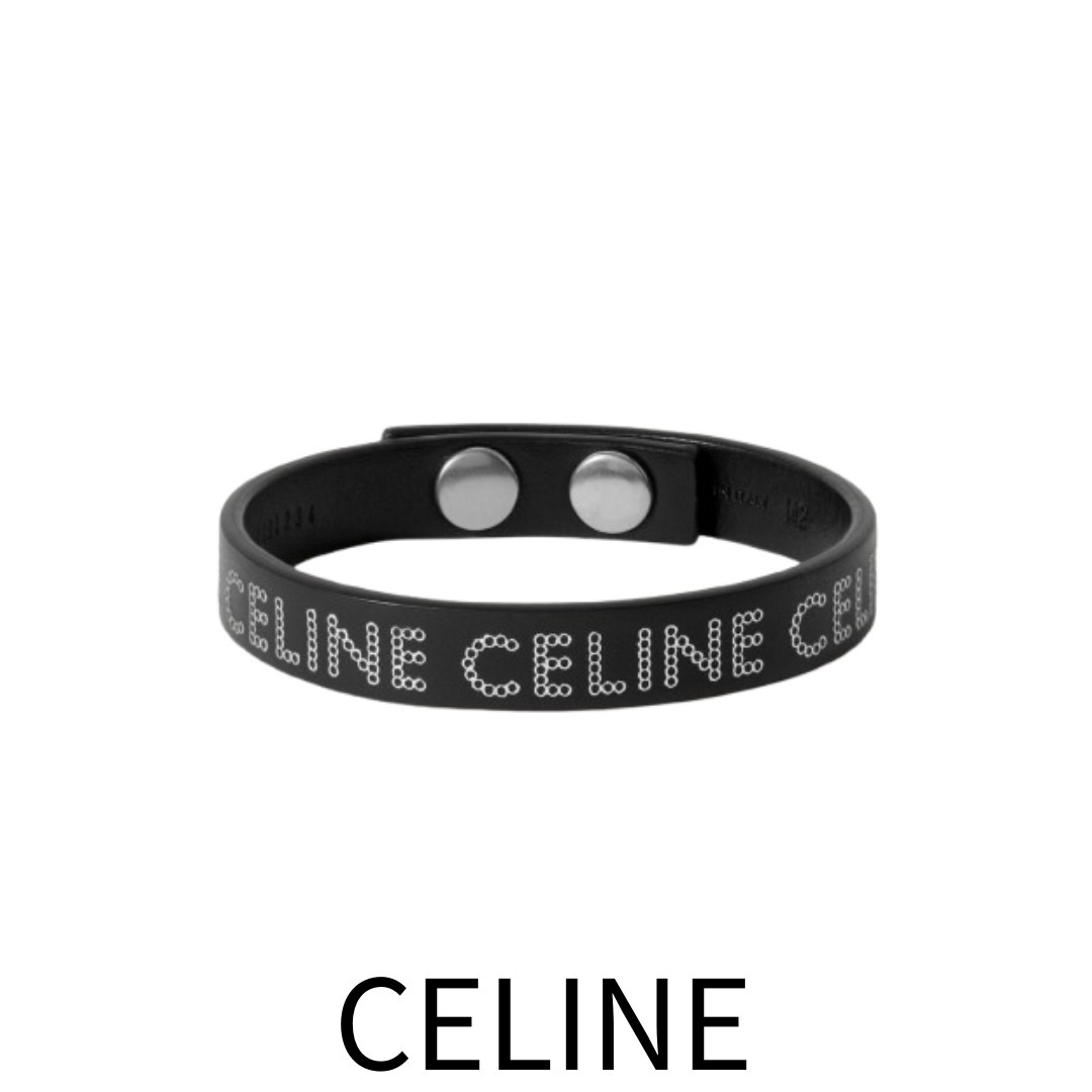 Celine Homme レザーブレスレットスタッズ付き