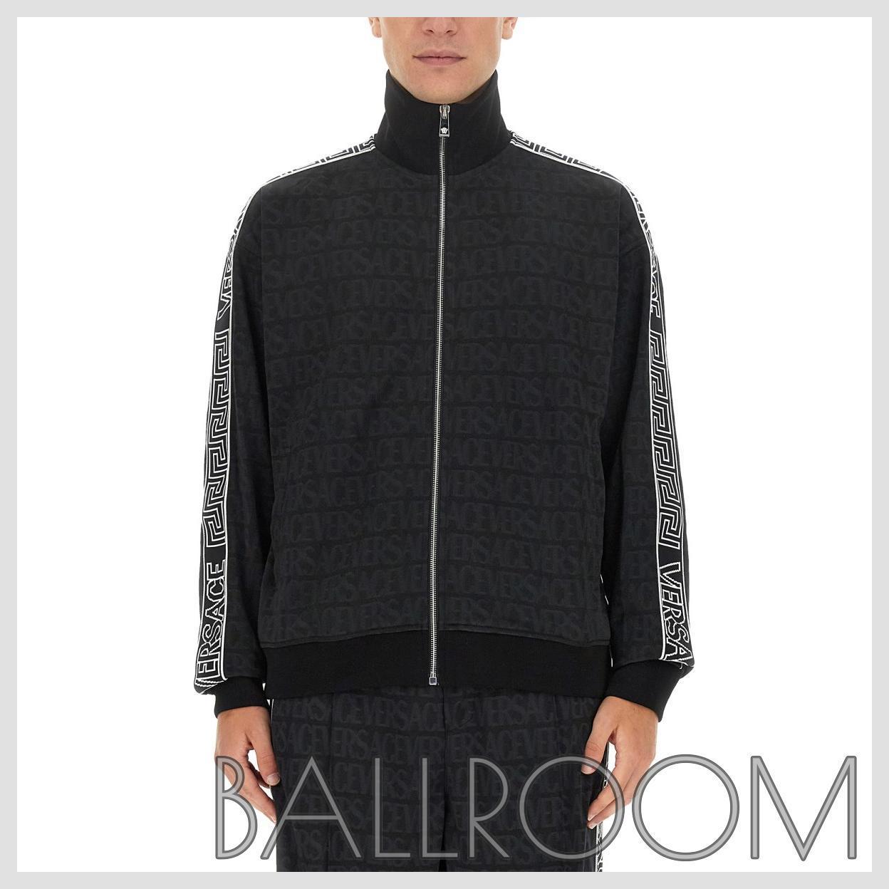 スウェット・トレーナー VERSACE JACQUARD FABRIC SWEATSHIRT WITH ZIPPER