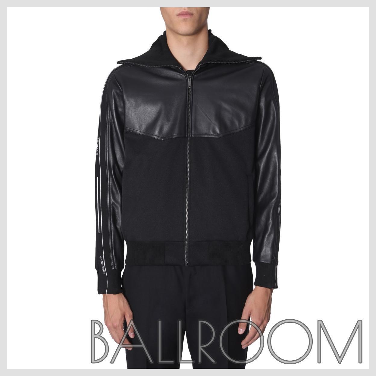 レザージャケット GIVENCHY LEATHER JERSEY JACKET WITH ZIP AND LOGO BAND