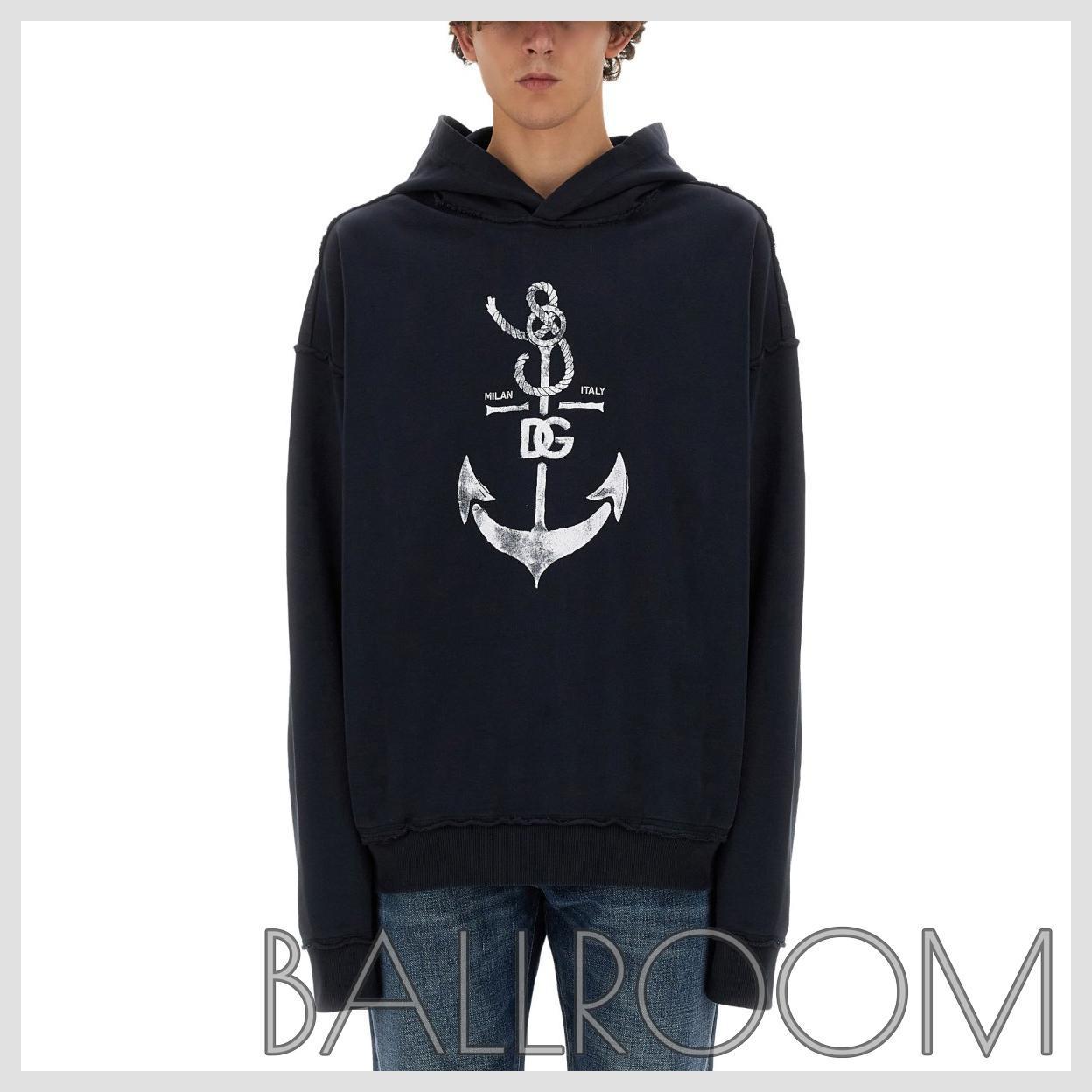 スウェット・トレーナー DOLCE & GABBANA COTTON SWEATSHIRT WITH NAVY PRINT
