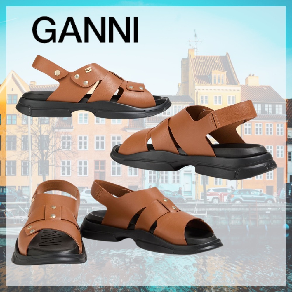 GANNI* ガニー スリングバック サンダル ブラウン