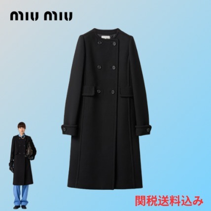 【MIUMIU】24-25AWダブルブレスト ナテ トワルコート/関税送料込