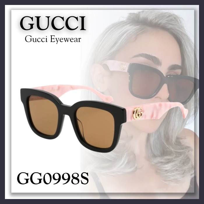人気&かわいい★GUCCI GG0998S スクエア サイドロゴ サングラス