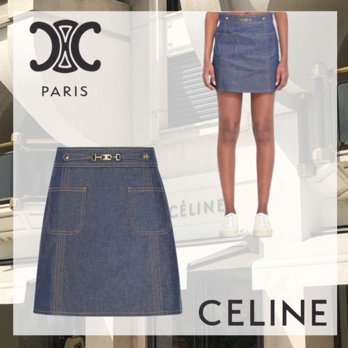 関税送料込 CELINE デニム ミニ スカート