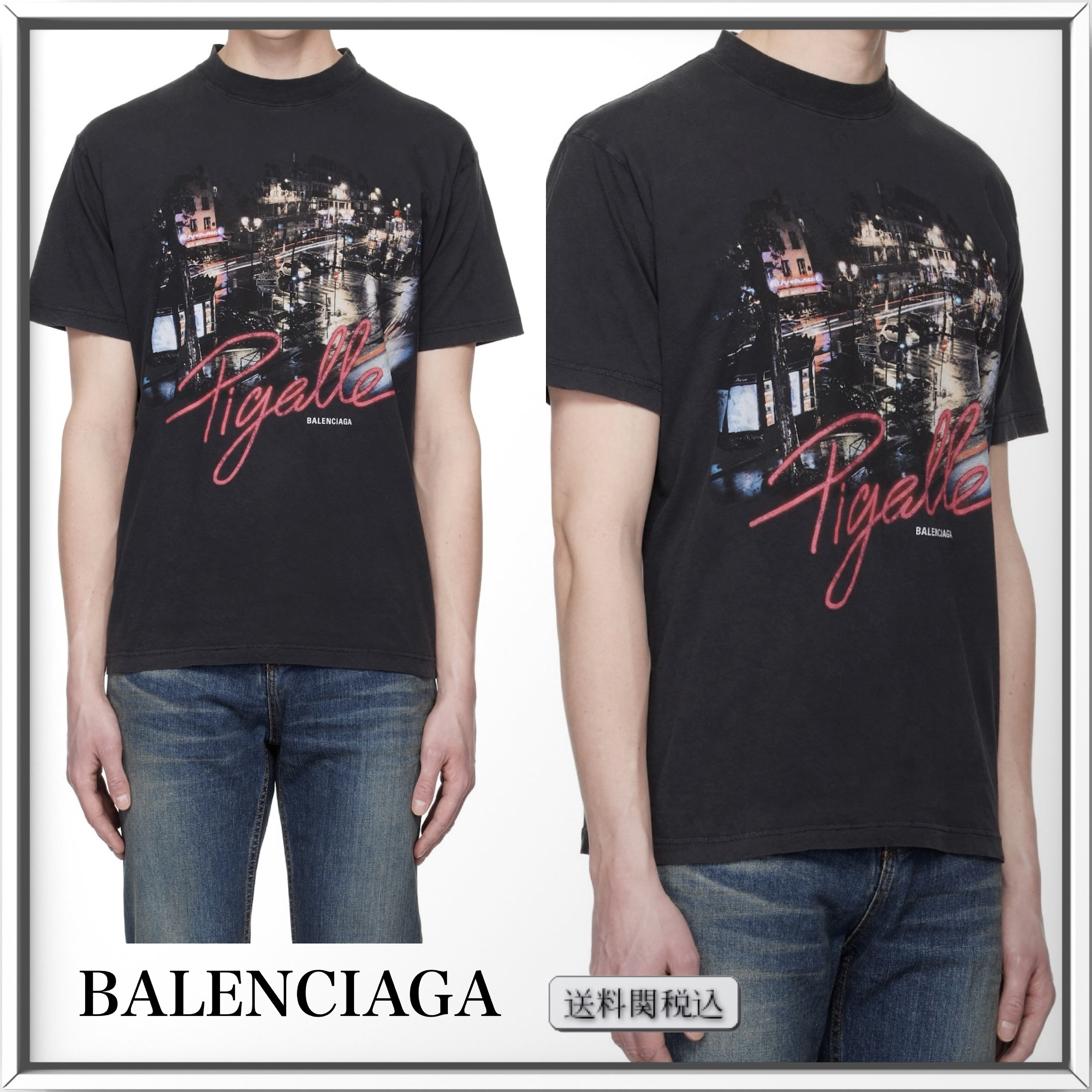 BALENCIAGA ロゴ グラフィック コットン Tシャツ 人気
