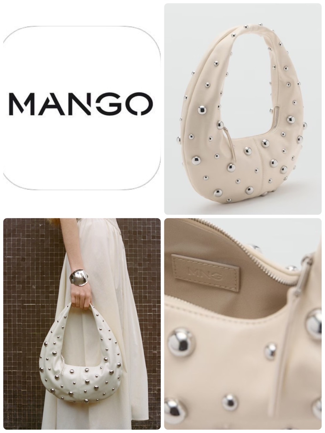 スペイン発送 MANGO スタッズショルダーバッグ 上品カジュアル