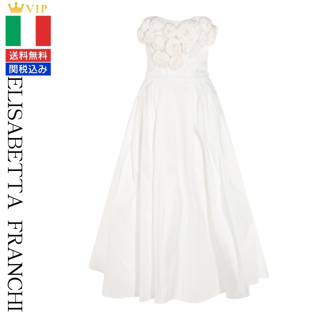 VIP【関税送料無料】希少 ELISABETTA FRANCHI WHITE MIDI DRESS