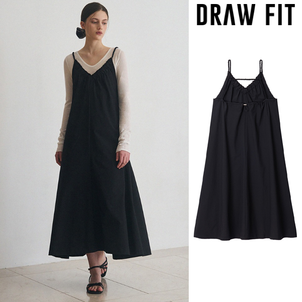 ★DRAW FIT★ シャーリング ストリング レイヤード ワンピース