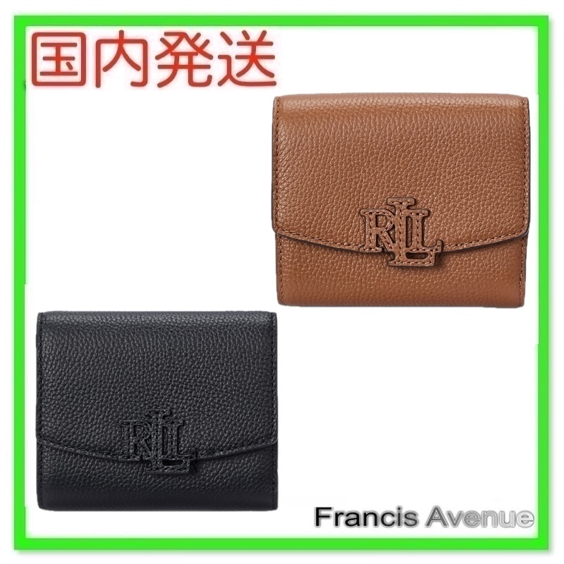 国内発 Lauren RalphペブルドCamerynスモール フラップ3つ折財布