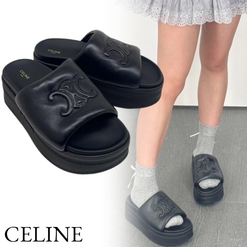 CELINE ブロックスライド トリオンフ ラムスキン 厚底サンダル