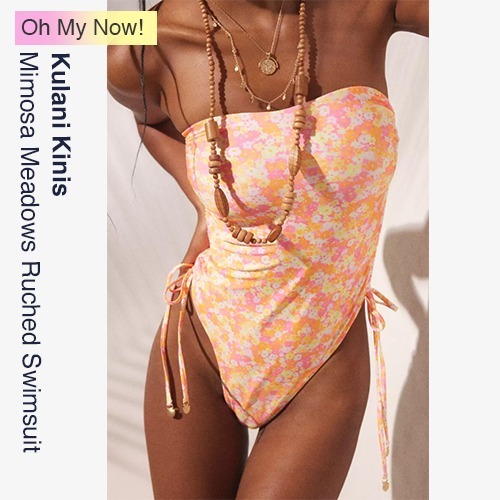 ワンピース水着 Kulani Kinis Mimosa Meadows Ruched Bandeau Swimsuit