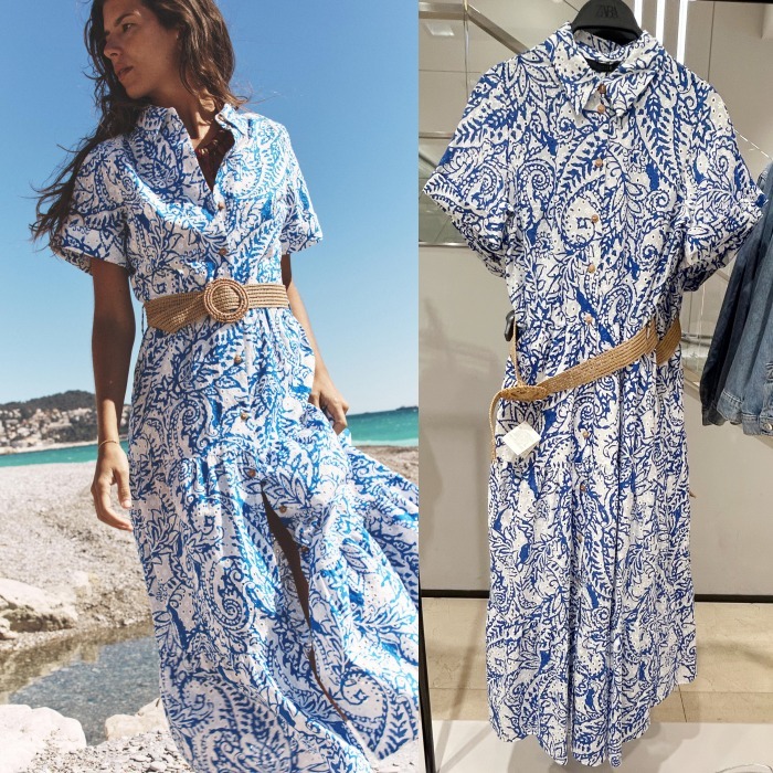 国内発送★ZARA★コットン♪ベルトストライプ*シャツワンピース