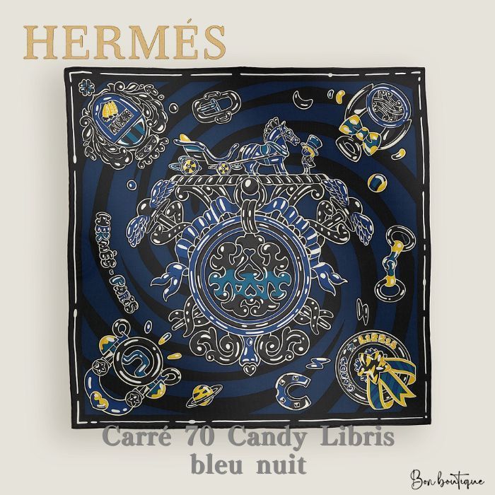 【シックで深みのある夜空色】HERMES カレ70 Candy Libris