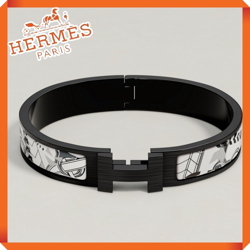 25新作★HERMES★エナメルブレスレット クリックHH ソーブラック