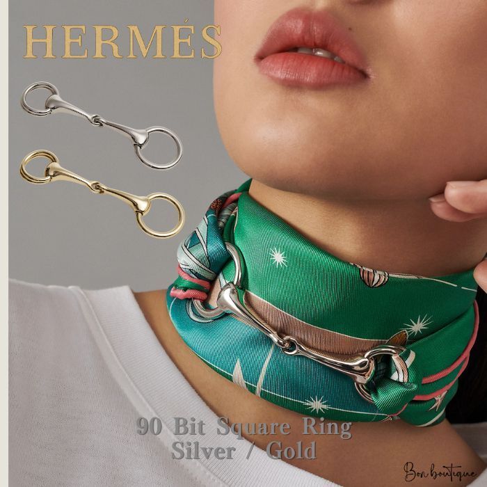 【エレガントに結ぶ】 HERMES スカーフリング イタリア製